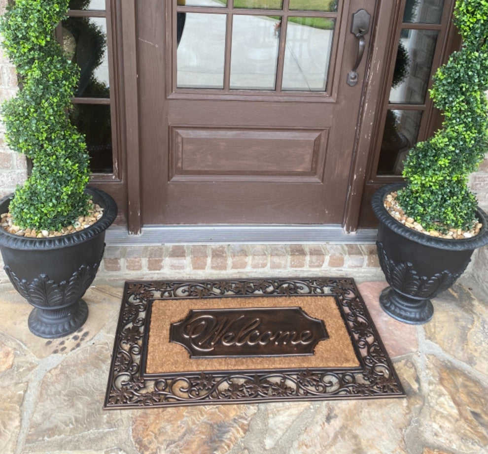 A1HC Floral Rubber and Coir Welcome Outdoor Durable Doormat Entryway 23"X38"
