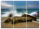 "Waves Crashing Rocks at Woods Cove" Metal Wall Art, 3 Panels, 36"x28"