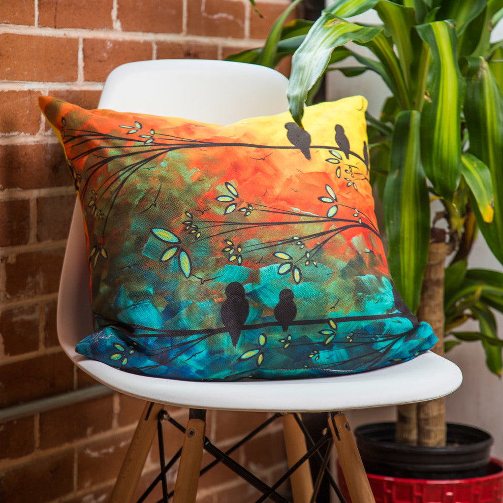 Madart Inc Birds Of A Feather Outdoor Throw Pillow, 20x20x6