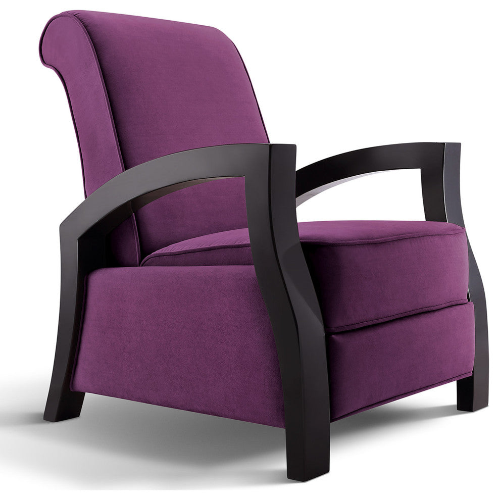 Artiva USA Wood Java Black Premium Microvelvet Recliner, Purple