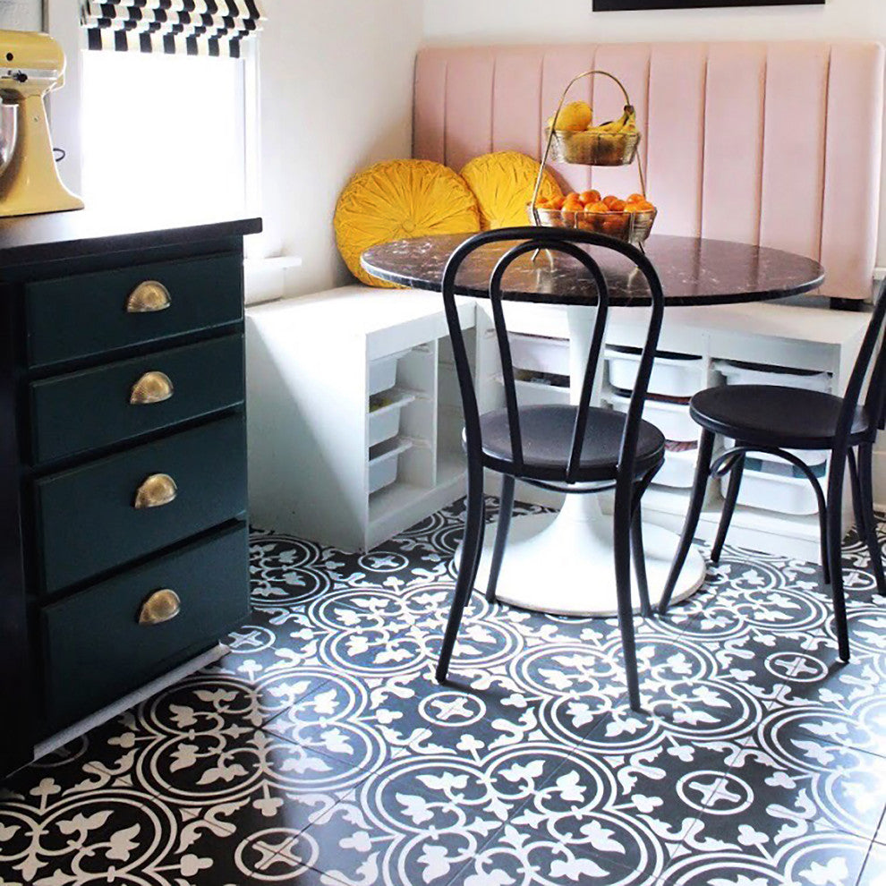 Arte Encaustic Porcelain Floor and Wall Tile, Black