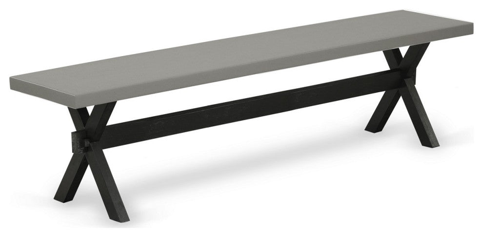 X-Style 15X72 In Dining Bench With Wirebrushed Black Leg And Cement Top Finish