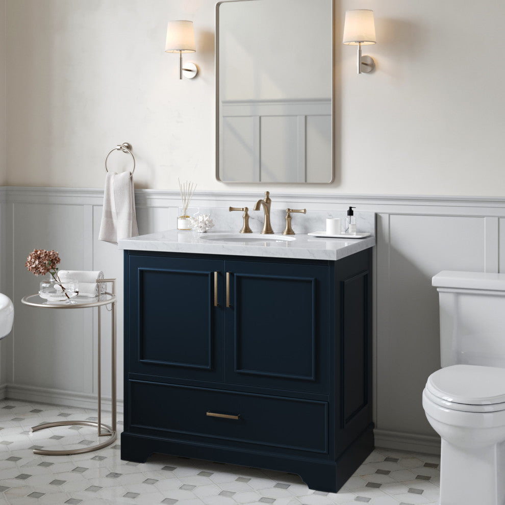 Ariel Stafford 36" Single Sink Bathroom Vanity Base, Midnight Blue