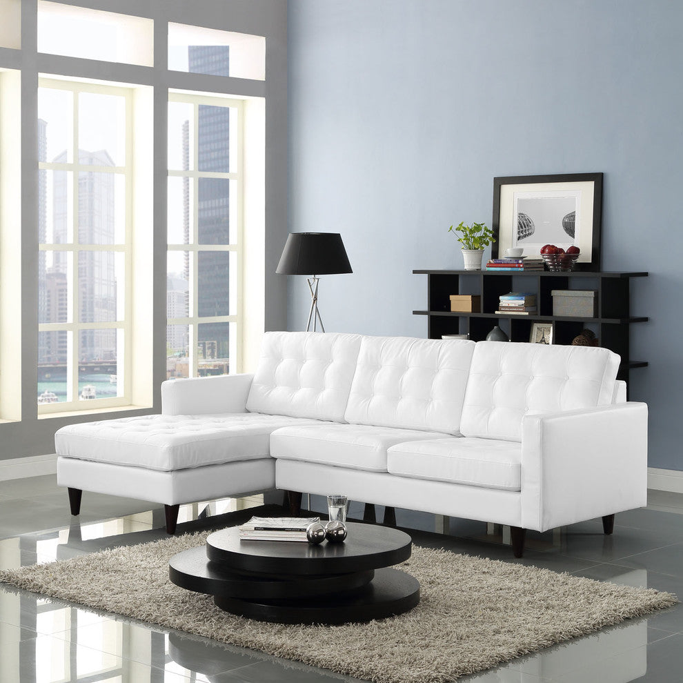 Modern Contemporary Sectional Sofa Set, White Leather