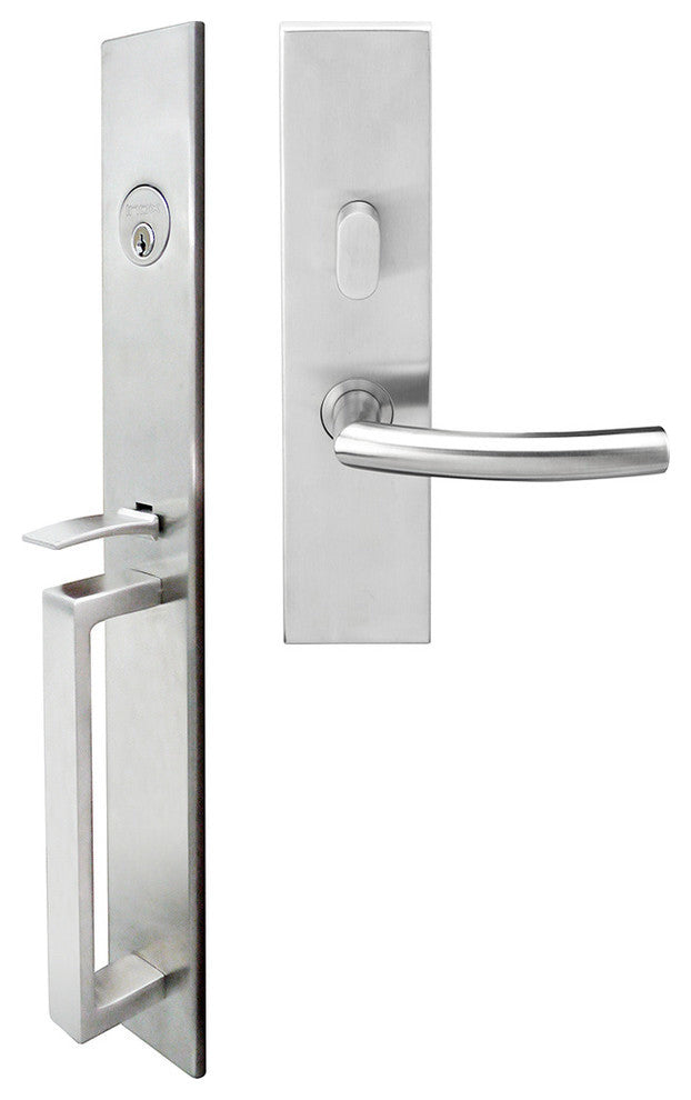 Oslo Lever, Mortise Entry Handleset, Left Hand, Satin Stainless Steel