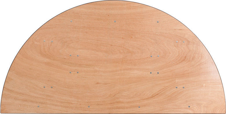 Contemporary 72'' Half-Round Wood Folding Banquet Table