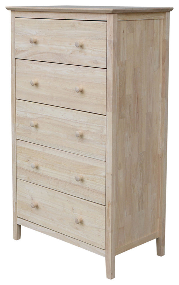 Solid Wood Dresser Chest With 5 Drawers