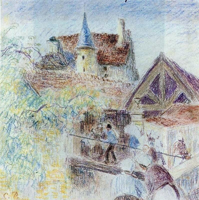 Camille Pissarro The Farm, Osny - 20" x 20" Premium Canvas Print