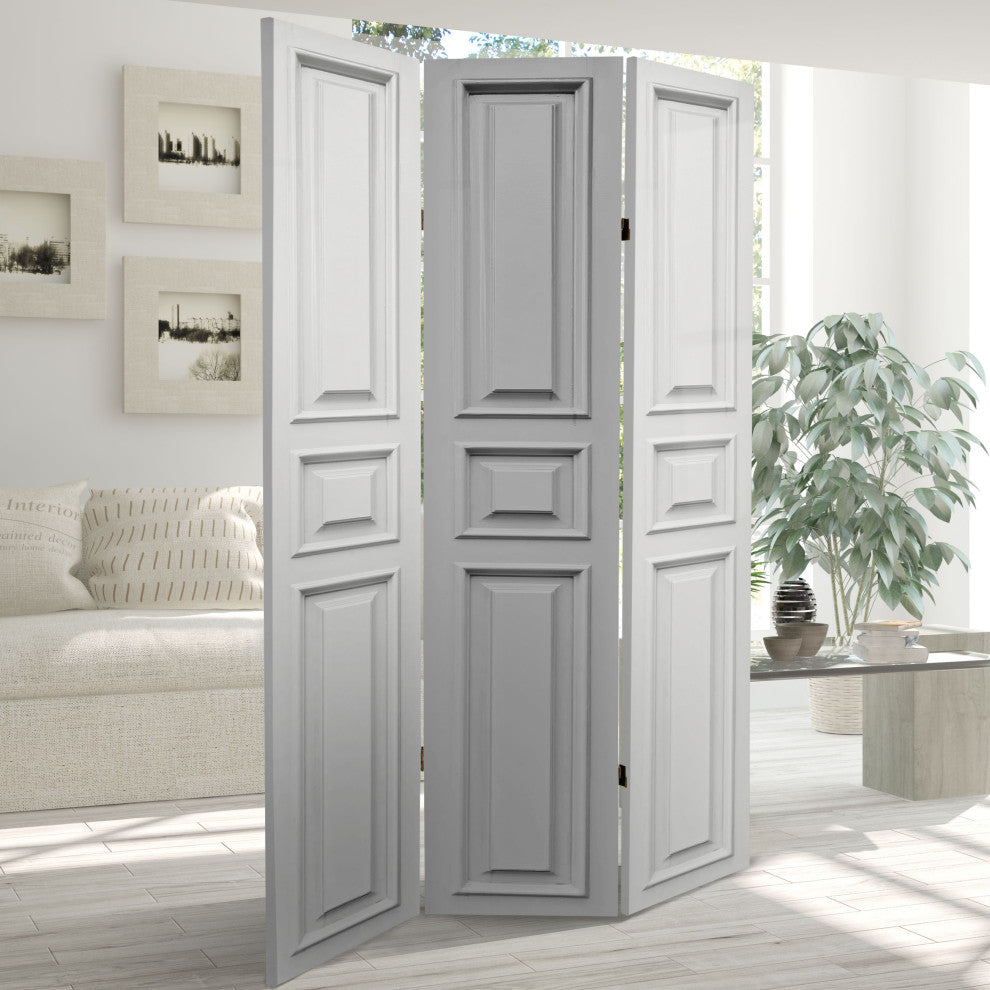 6' Tall Double Sided White Door Panel Canvas Room Divider