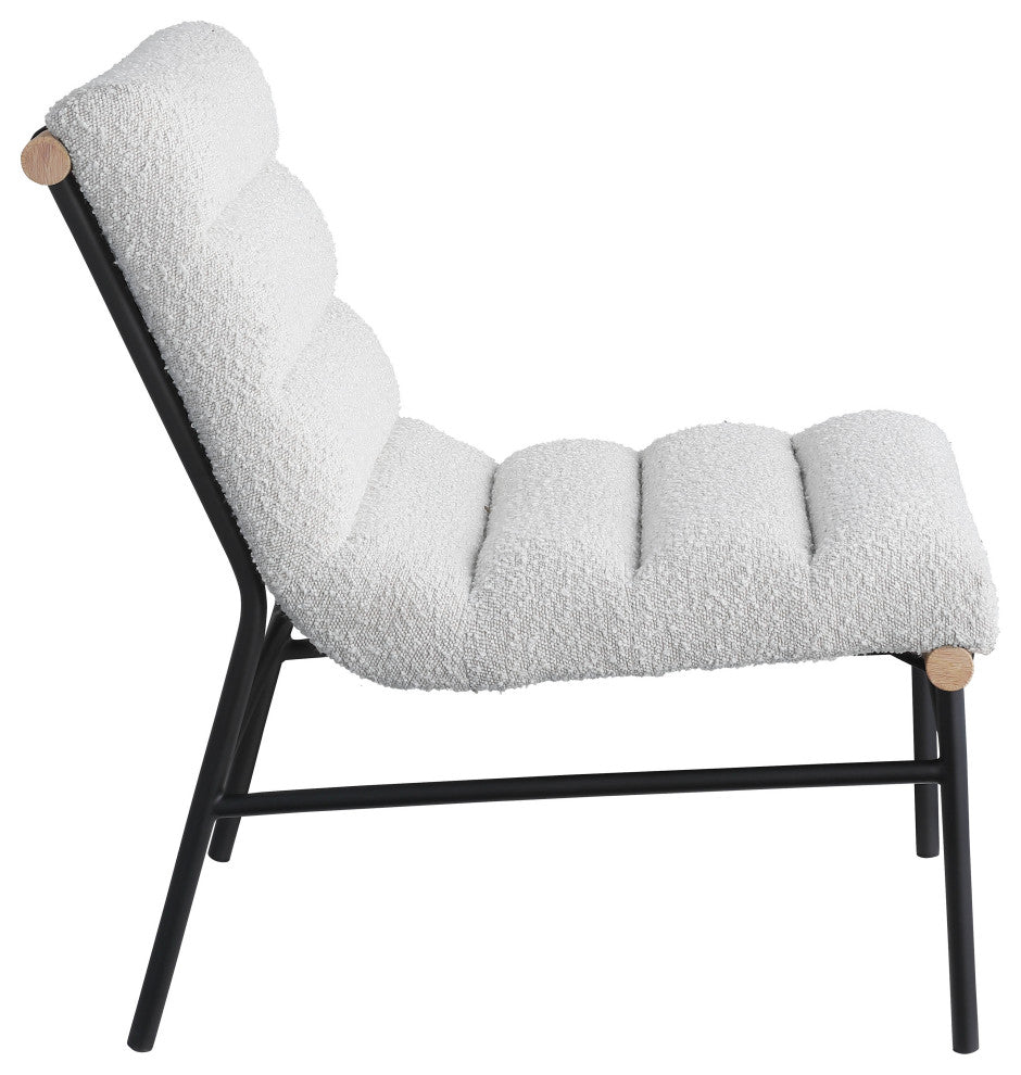 Burke Upholstered Accent Chair, Cream, Boucle Fabric, White Oak
