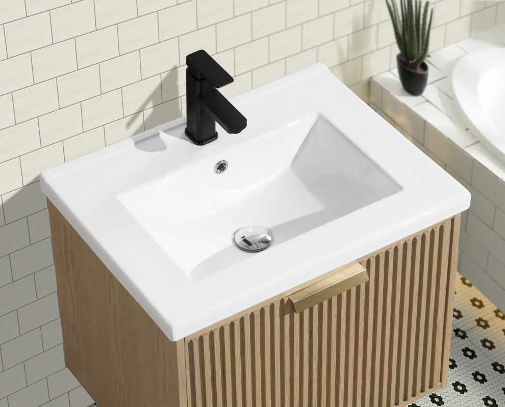 Ari Kitchen and Bath San Diego Bath Vanity, Oak, 24", Floating