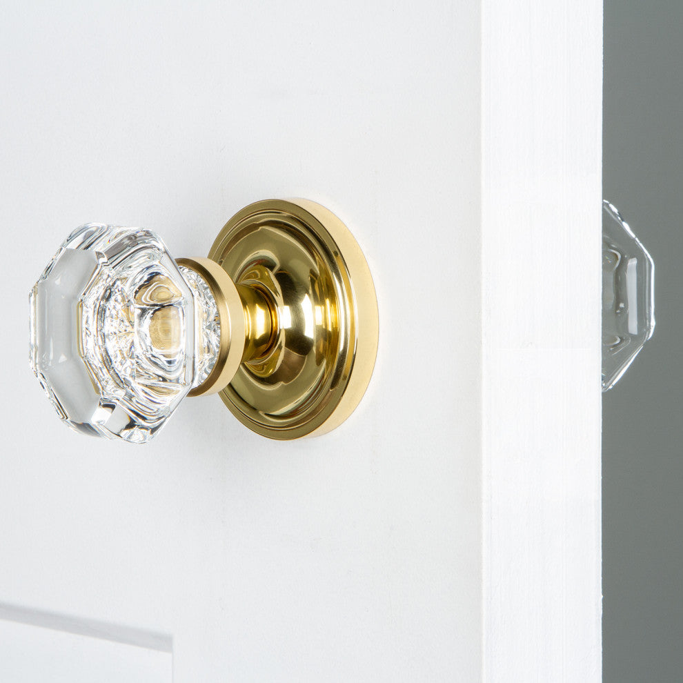 Single Classic Rosette With Waldorf Knob, Antique Pewter, Polished Brass, Double