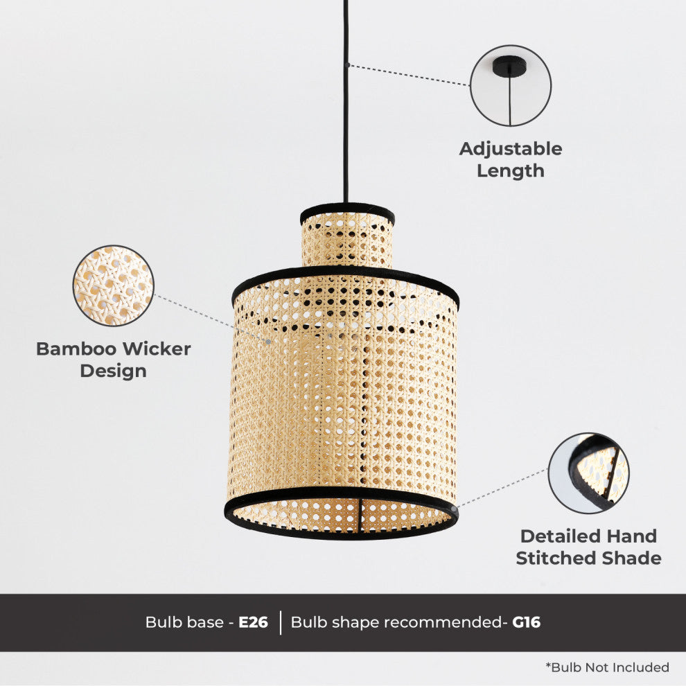 Vidalite Nakuv Rattan And Velvet Mini Pendant Light