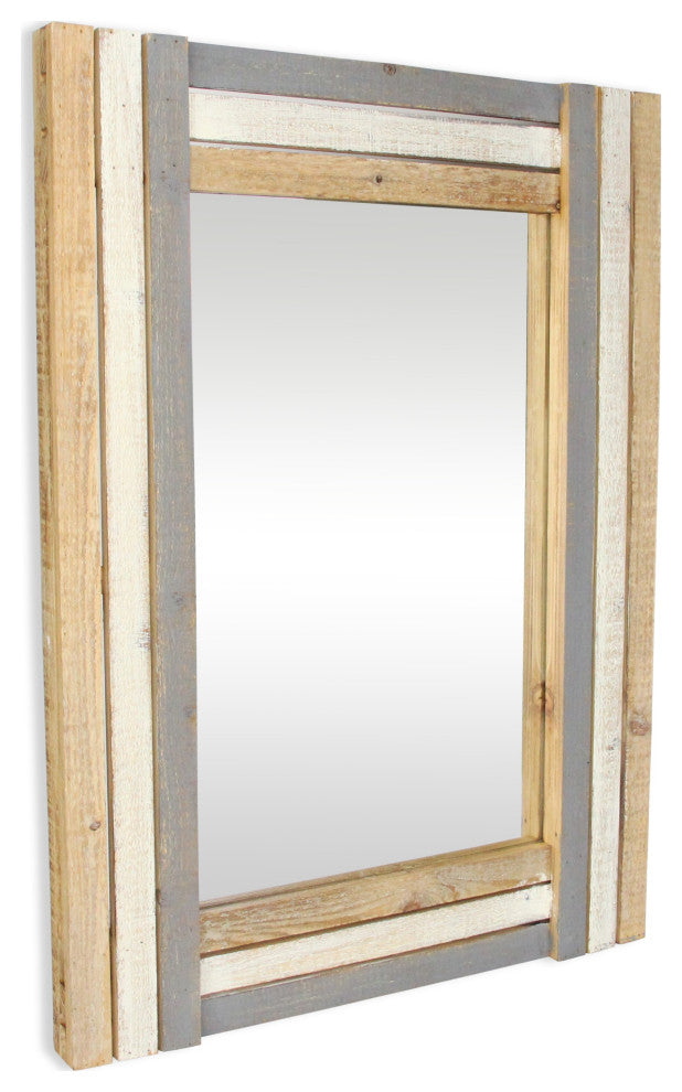 Hand-Painted Wooden Stripes Mirror