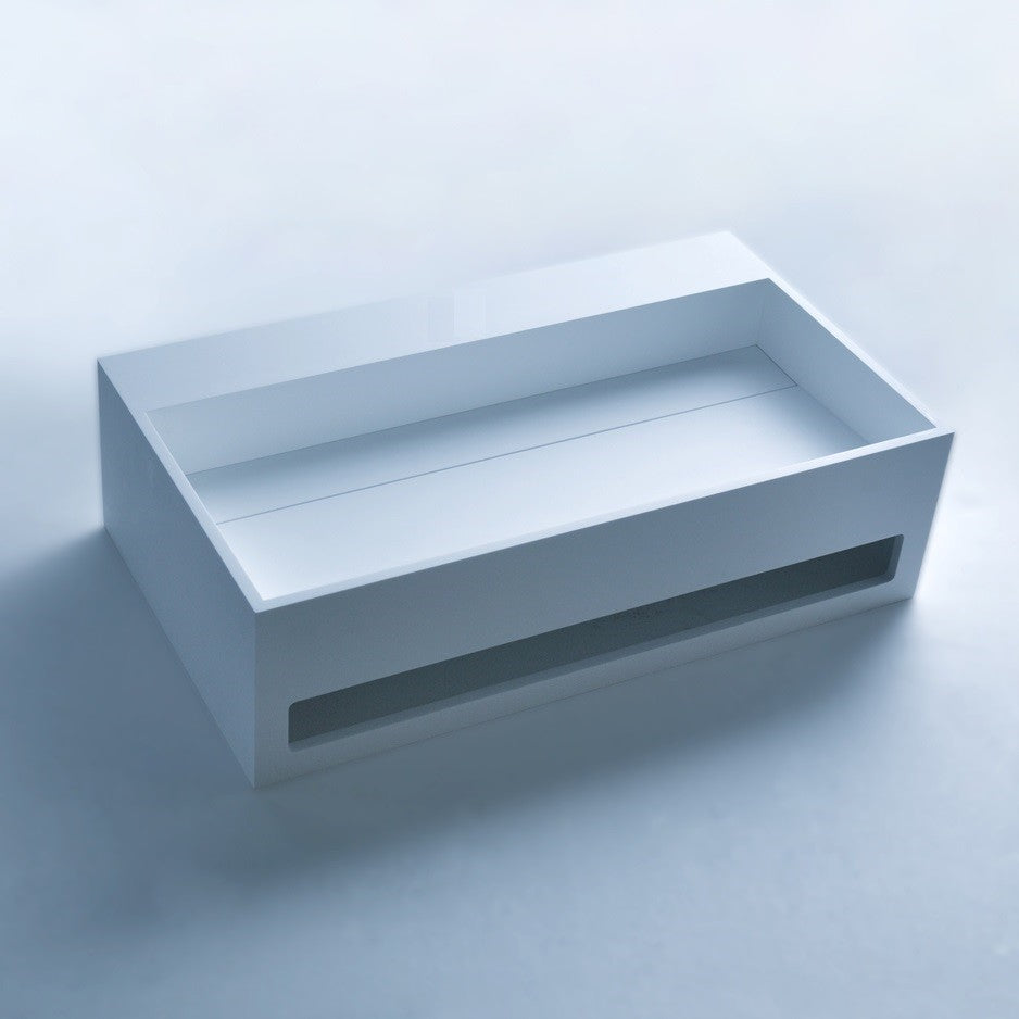 ADM Rectangular Countertop Sink, White, 28", Matte White