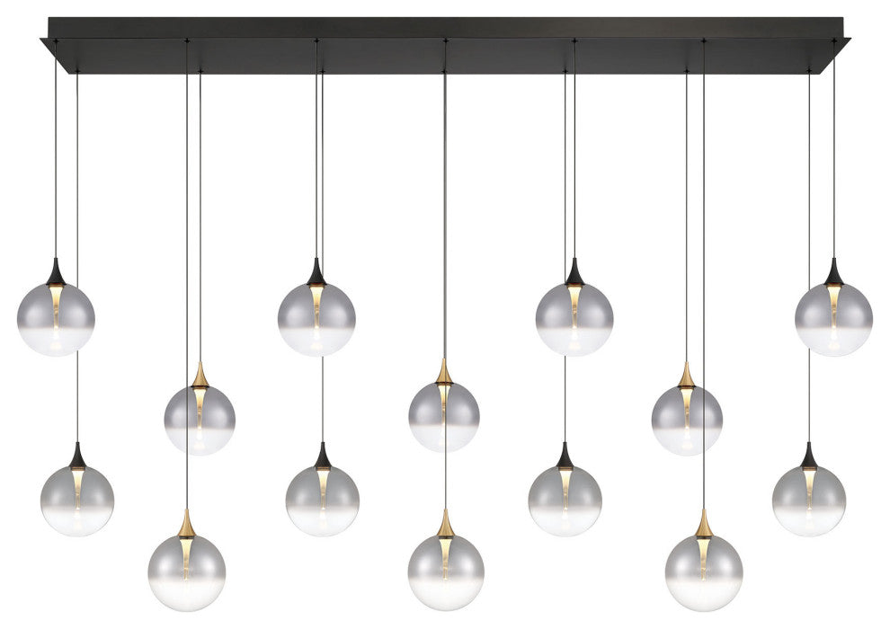 Iissa 14L 72" Gold-Black Smoke Chandelier