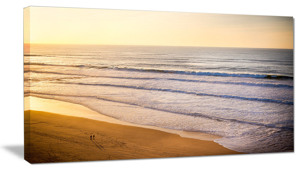 "Stunning Orange Sunset Over Beach" Seascape Art Canvas, 40"x20"