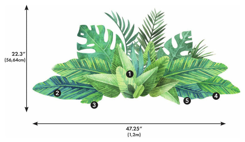 Green Watercolor Tropical Leaves XL Giant Wall Decals