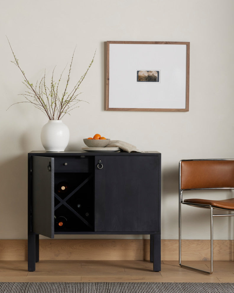 Isador Bar Cabinet, Black Wash Poplar