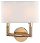 Dubois, 2-Light Wall Sconce, Aged Brass Finish, Off White Linen Shade