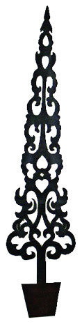 75" Tall Fretwork Metal Topiary Tree Wall Art, Grille Garden Outdoor