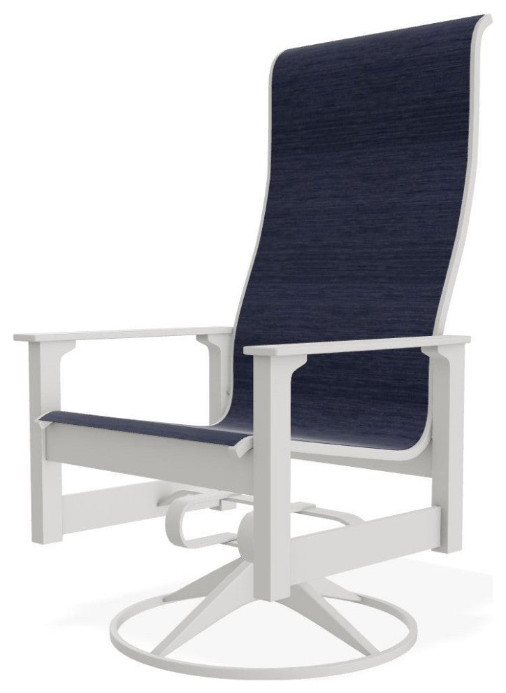 Leeward Sling Outdoor Swivel Rocker, Collect Indigo/Snow