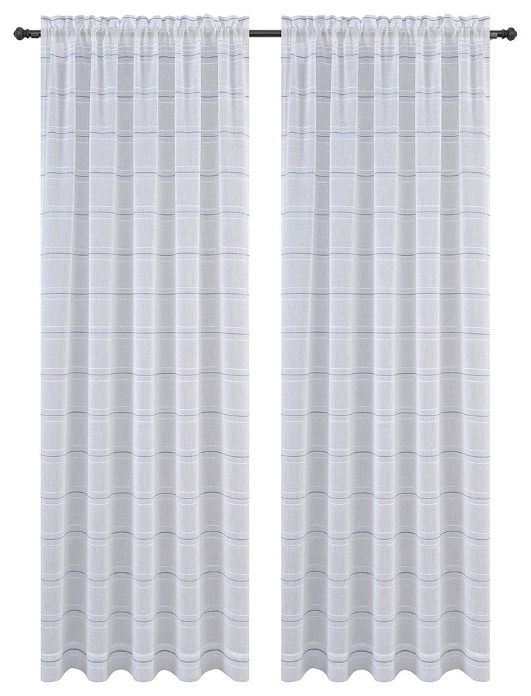 54"x84" Chamon, Set of 2, Sheer Curtain Panels, Blue