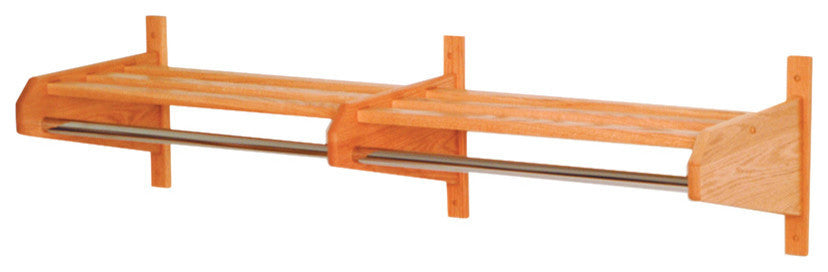 66" Oak Coat & Hat Rack, Light Oak