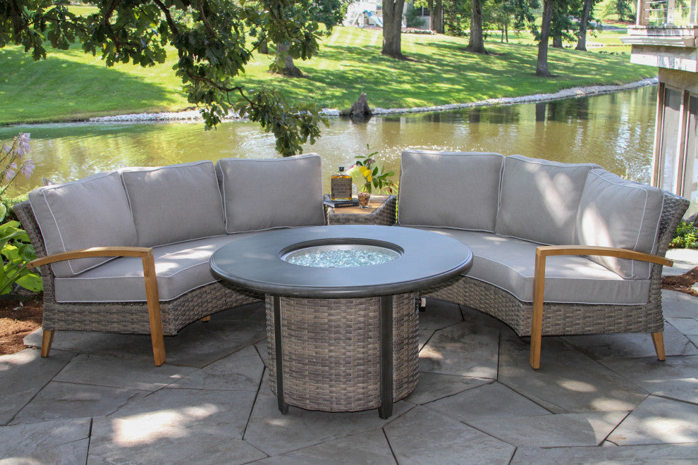 Round Grey Wicker Fire Pit