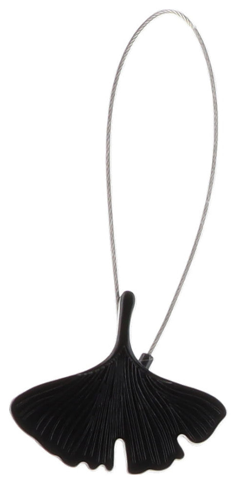 Magnetic Metal Curtain Tiebacks with Ginkgo Leaf Design "“ No Installation Needed, Black, Pack of 1