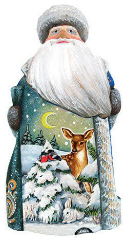 Artistic Wood Carved Peaceful Fawn Santa Claus Sculpture
