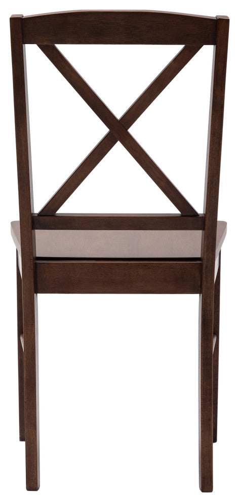 Set of 2 Cross Back Wood Chairs, All Johan Walnut