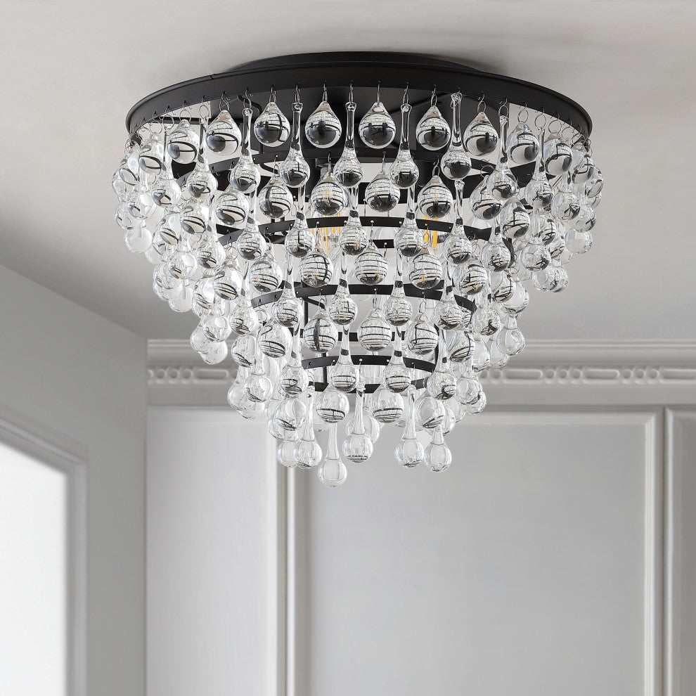 Toronto 16" Metal, Crystal LED Flush Mount, Oil Rubbed Bronze