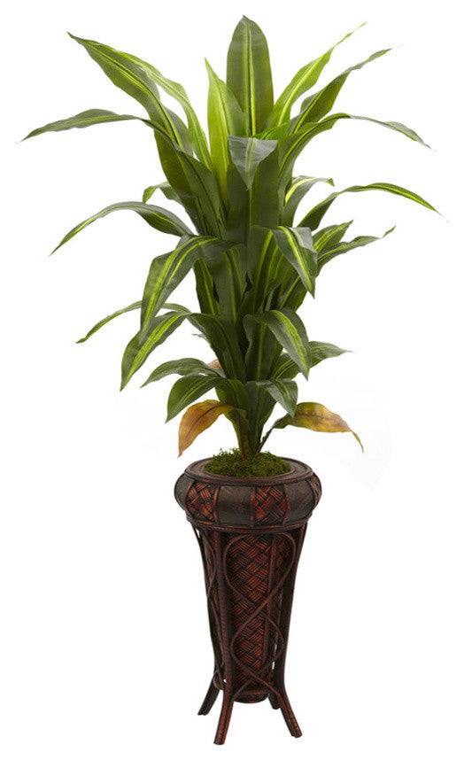 57" Dracaena With Stand Silk Plant, Real Touch