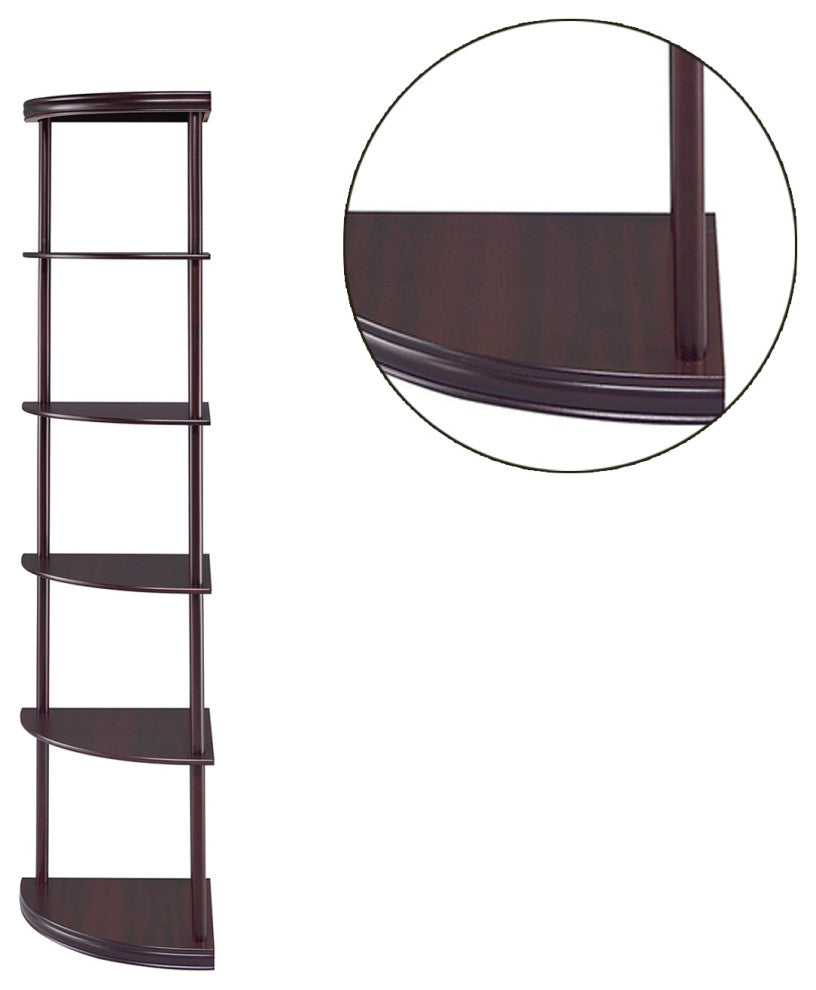 5-Shelf Corner Bookshelf, Cappuccino