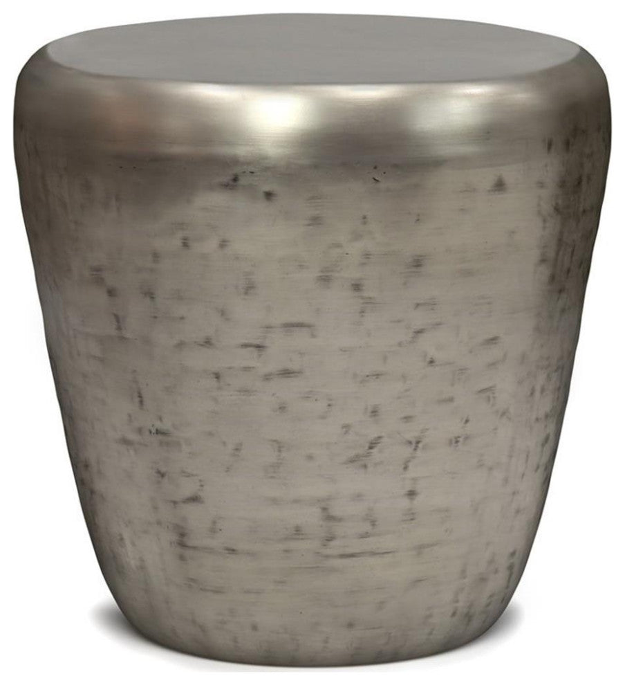 Maklaine Industrial 20 " Metal Accent Side Table in Antique Silver