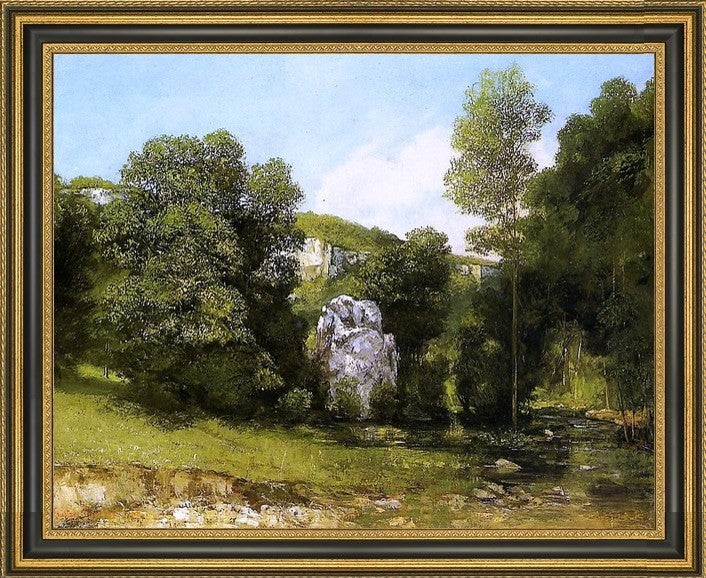 Gustave Courbet La Ruisseau de la Breme Framed Premium Canvas Print, 20"x25"