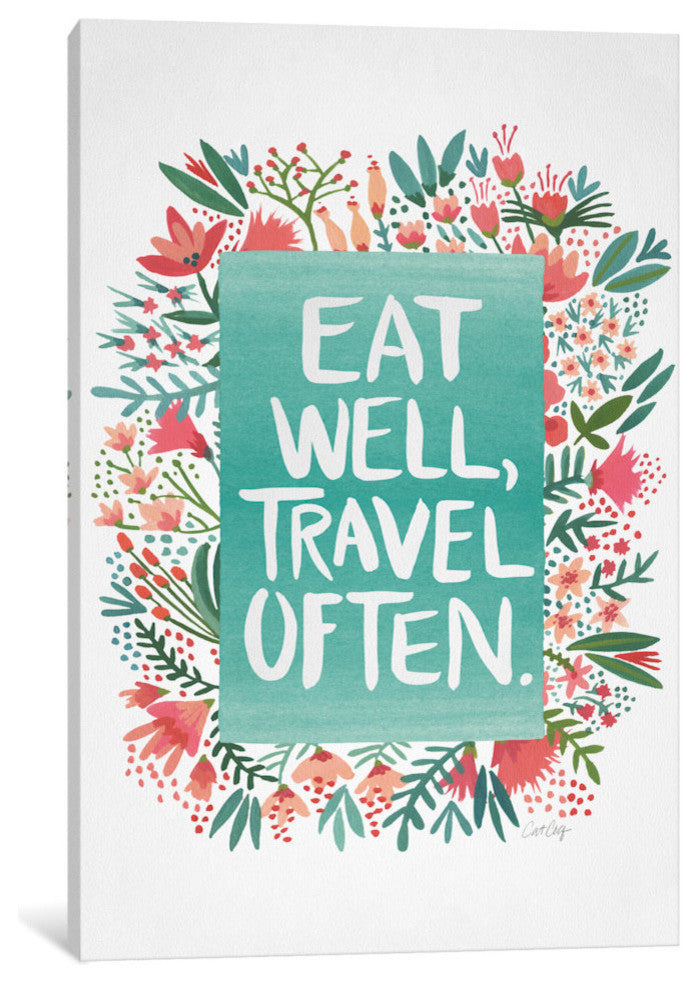 "Eat Travel White Artprint" by Cat Coquillette, 26x18x1.5
