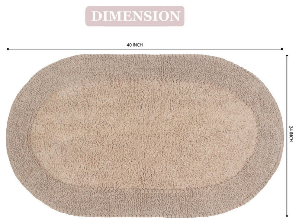 Double Ruffle Collection Bath Rugs Set, 24x40 Rectangle, Linen