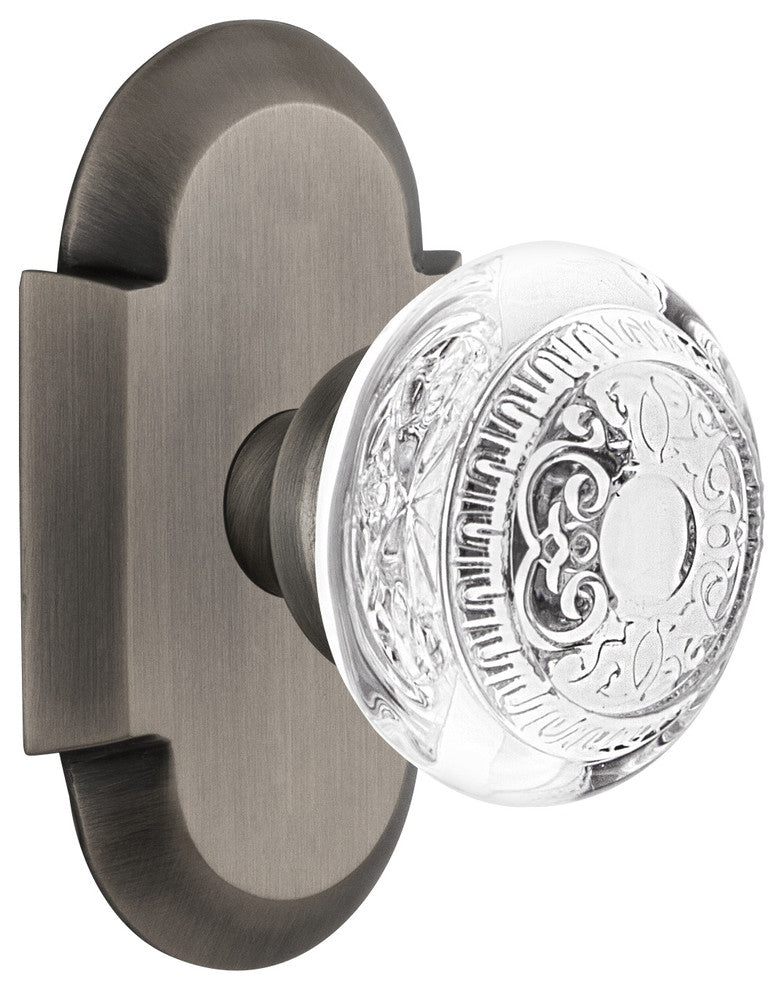 Cottage Plate Single Dummy Crystal Egg and Dart Knob, Antique Pewter, COTCED