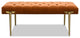 Aria 49" Upholstered Tufted Gold Accent Entryway Bench, Burnt Orange Performance Velvet