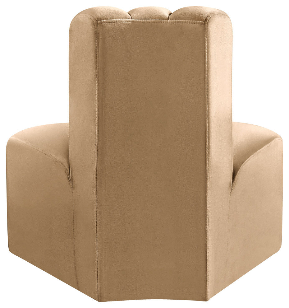 Arc Upholstered Modular Component, Camel, 1-Piece: Reverse Corner, Velvet