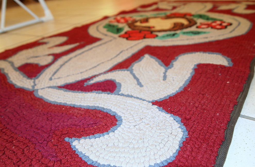 Consigned, Hand Made Antique American Hooked Rug 2,2'x4,4', 1930