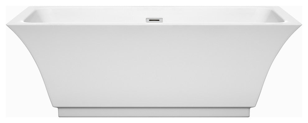 Galina 67" Freestanding White Bathtub, Polished Chrome Trim