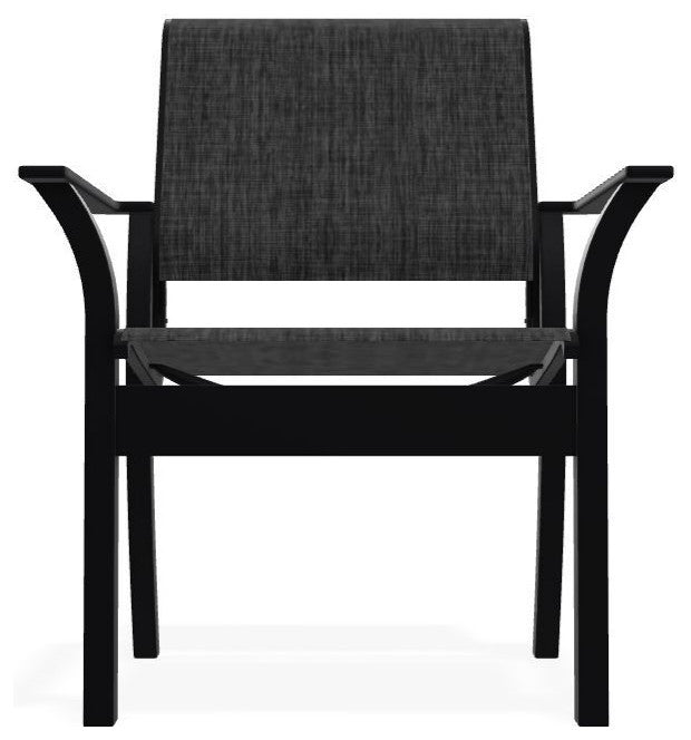 Leeward Sling Stackable Outdoor Dining Chair, Augustine Shadow/Black