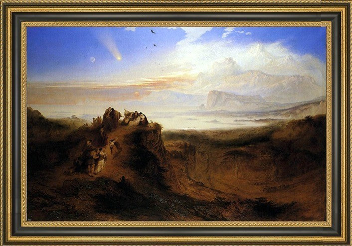 John Martin the Eve of the Deluge Framed Premium Canvas Print, 16"x24"