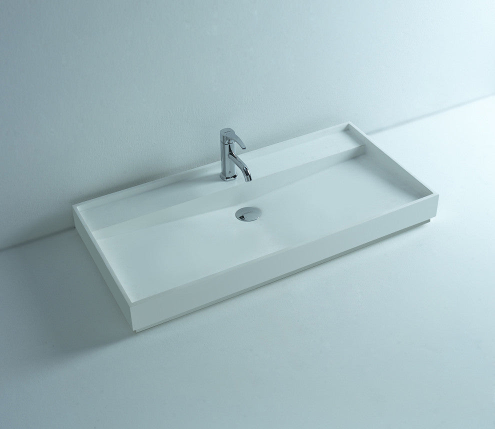 ADM Rectangular Countertop Sink, White, 24", Glossy White