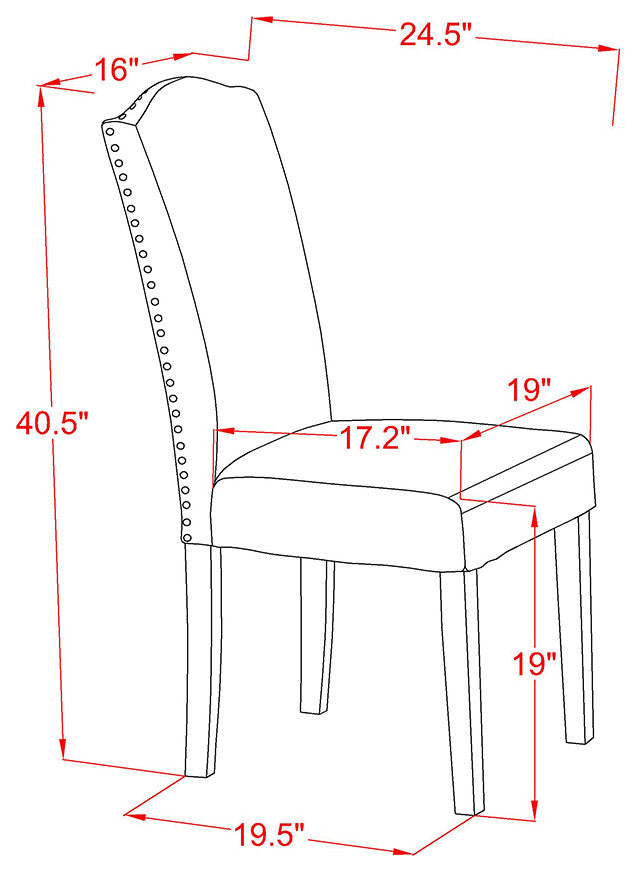 Encinal Parson Chair, White Leg And Pu Leather Color Pink Flamingo Set of 2