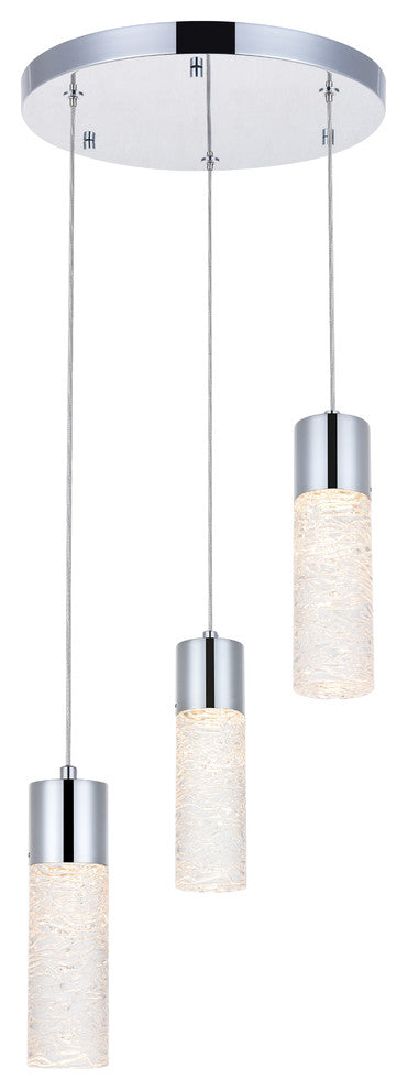 Chrome Finish 3-Light Led Pendant
