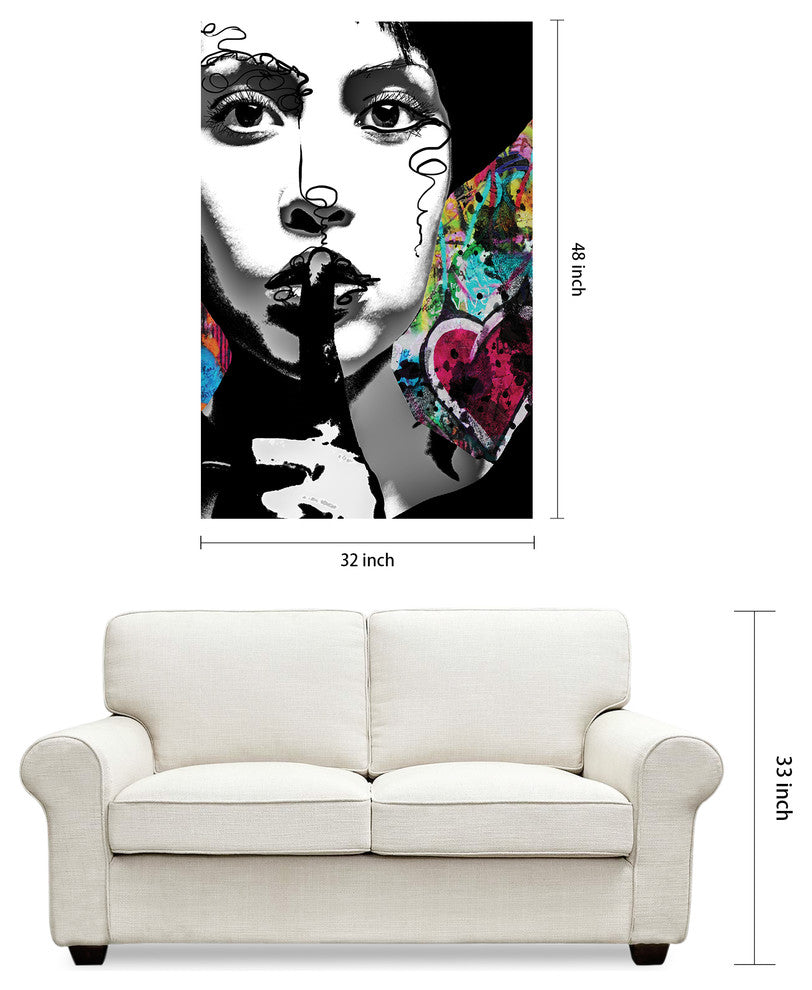 "Secrets" Frameless Free Floating Tempered Glass Panel Graphic Art